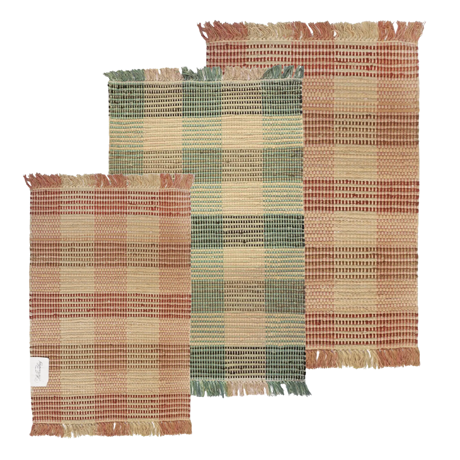 Hand Loomed Plaid Rag Rug